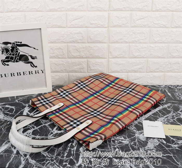 BURBERRY巴寶莉 小號棉質帆布購物袋 vitage復古格紋 款號2131  Bhq1067